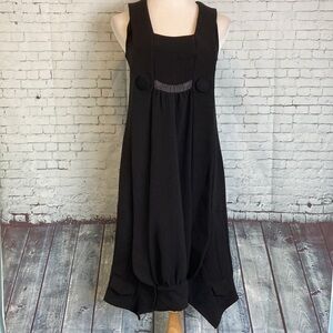 MOLOKO Dress Button Tuck Contrast m1v384 Black Medium French Girl Steampunk Art